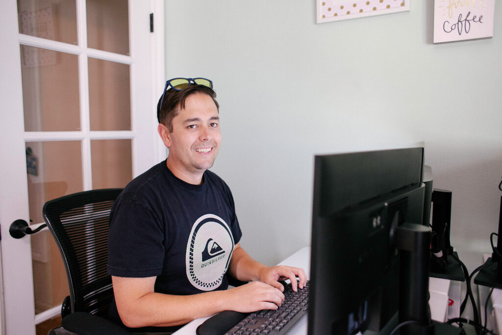 Jeremy working at a desk